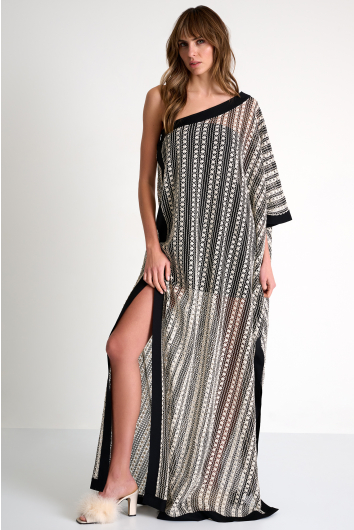 Asymmetrical Embroidered Maxi Dress