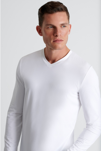 Microfiber long-sleeve V-neck
