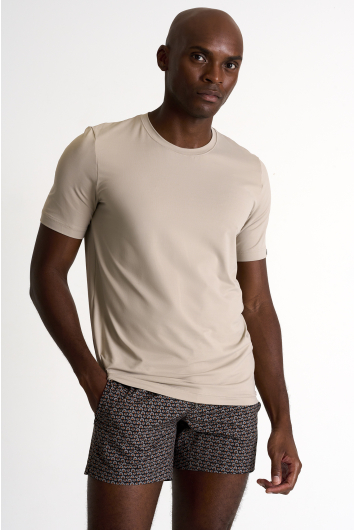 T-shirt à col rond en microfibre