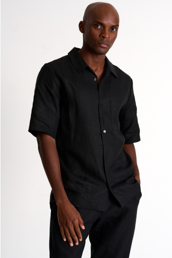 Short-sleeve linen shirt