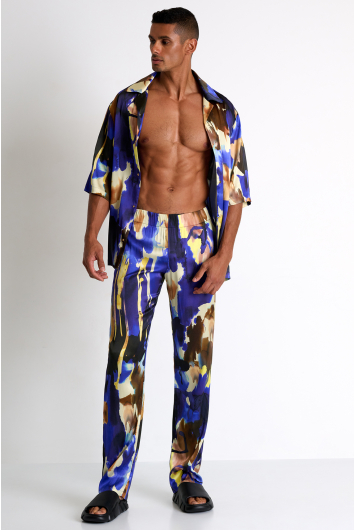 Straight-leg silk pants