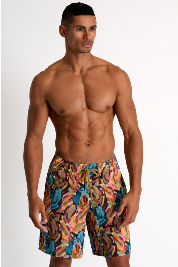 Long fit stretch and quick dry swim trunks