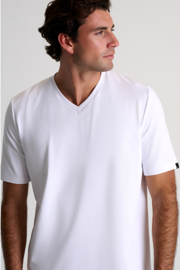 Textured V-neck jersey