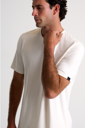 T-shirt à col rond en microfibre