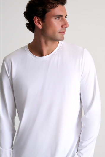 Microfiber long-sleeve crew neck 
