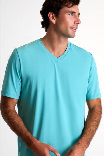 T-shirt à col V en microfibre