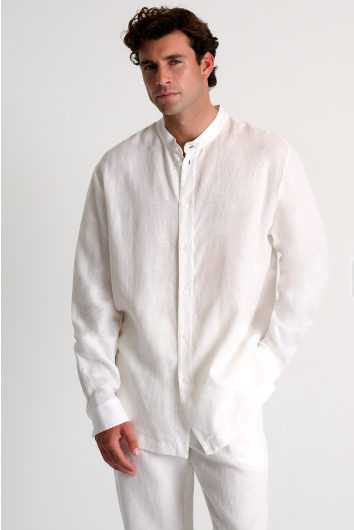Mandarin collar linen shirt