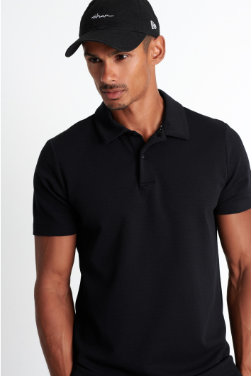 Textured jersey polo