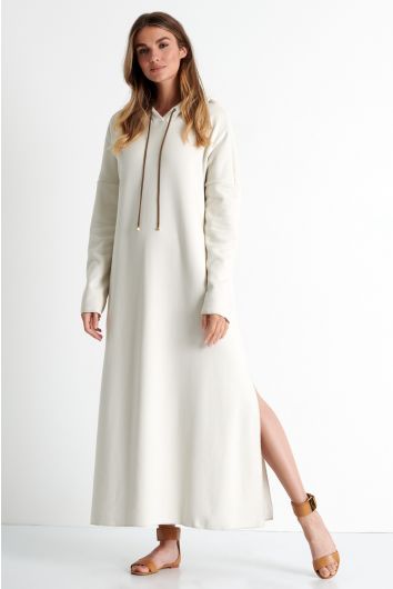 Long hooded cotton dress