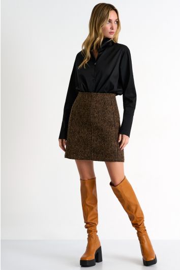 High waist wool skirt
