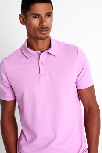 Textured jersey polo